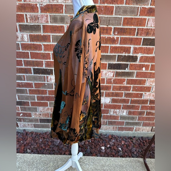 Citron Santa Monica Silk and Velvet Sheer Butterfly Floral Kimono Blouse 2X - Picture 5 of 13